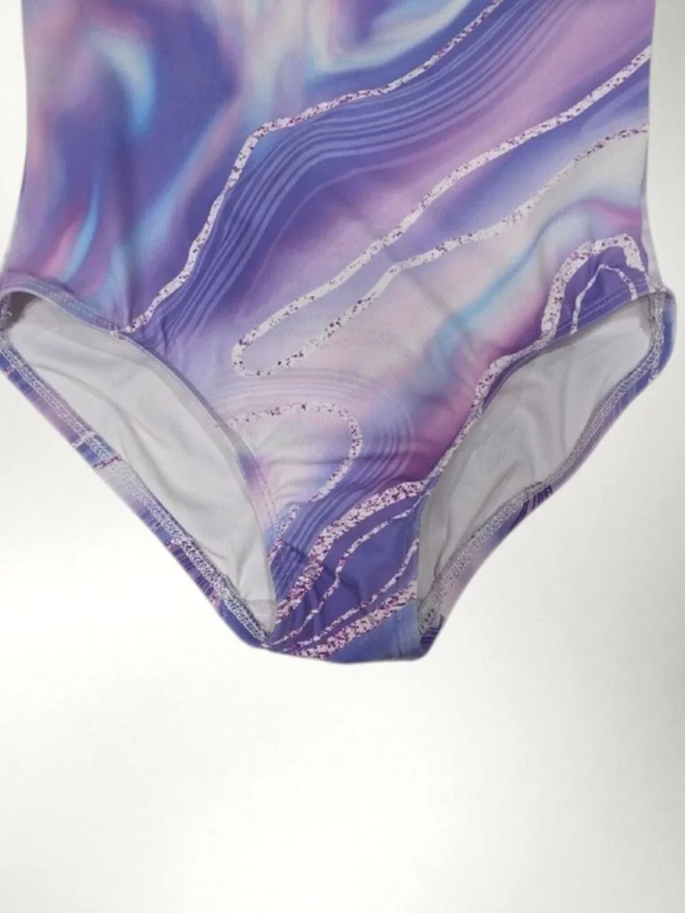 MODAFANS Girls Lavender Marble Gymnastics Leotard Size 8-9 w/Matching Skirt T10